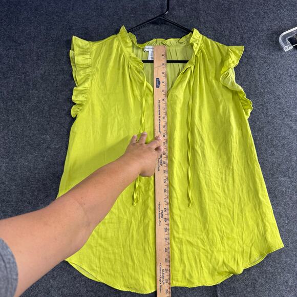 Cupcakes and Cashmere Anthropologie Ruffle Trim Sleeveless Top Size XL Green - Picture 5 of 7